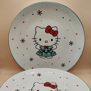 Set Of 4 Sanrio Hello Kitty In A Christmas Dress Ceramic Dinner Plates 10.5"